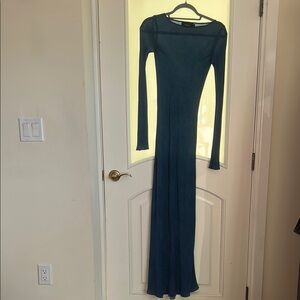 Elegant Blue Long Sleeve Dress